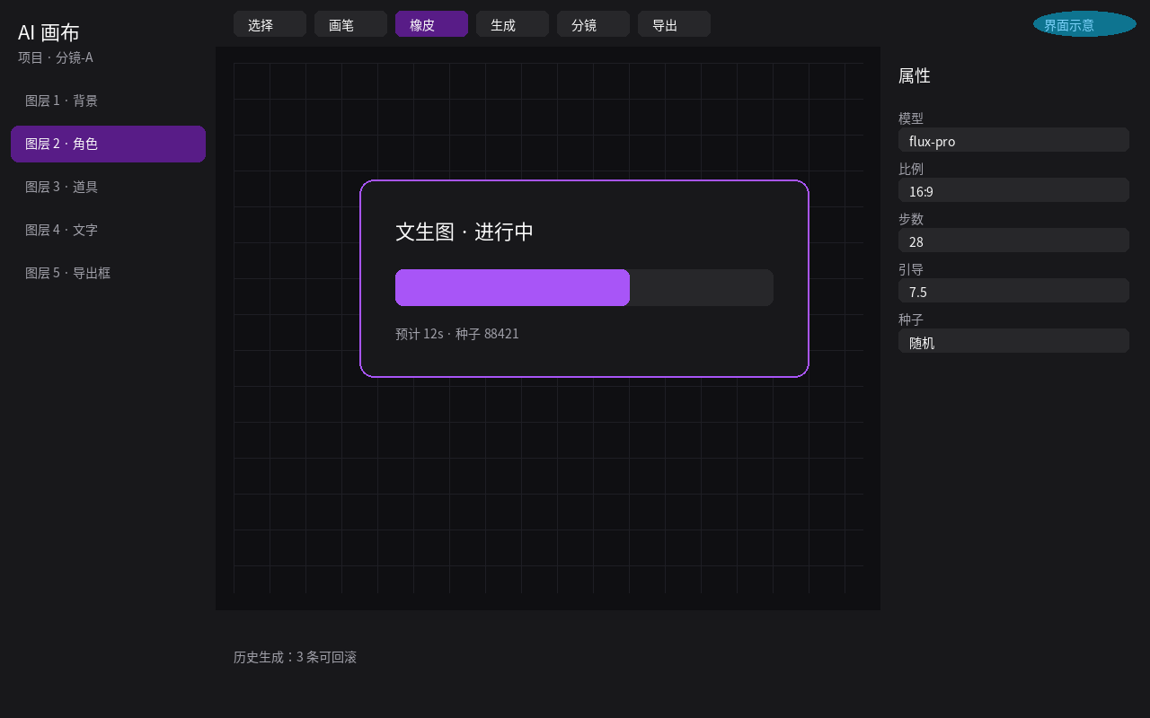 过程·文生图进行中：进度与种子可回滚