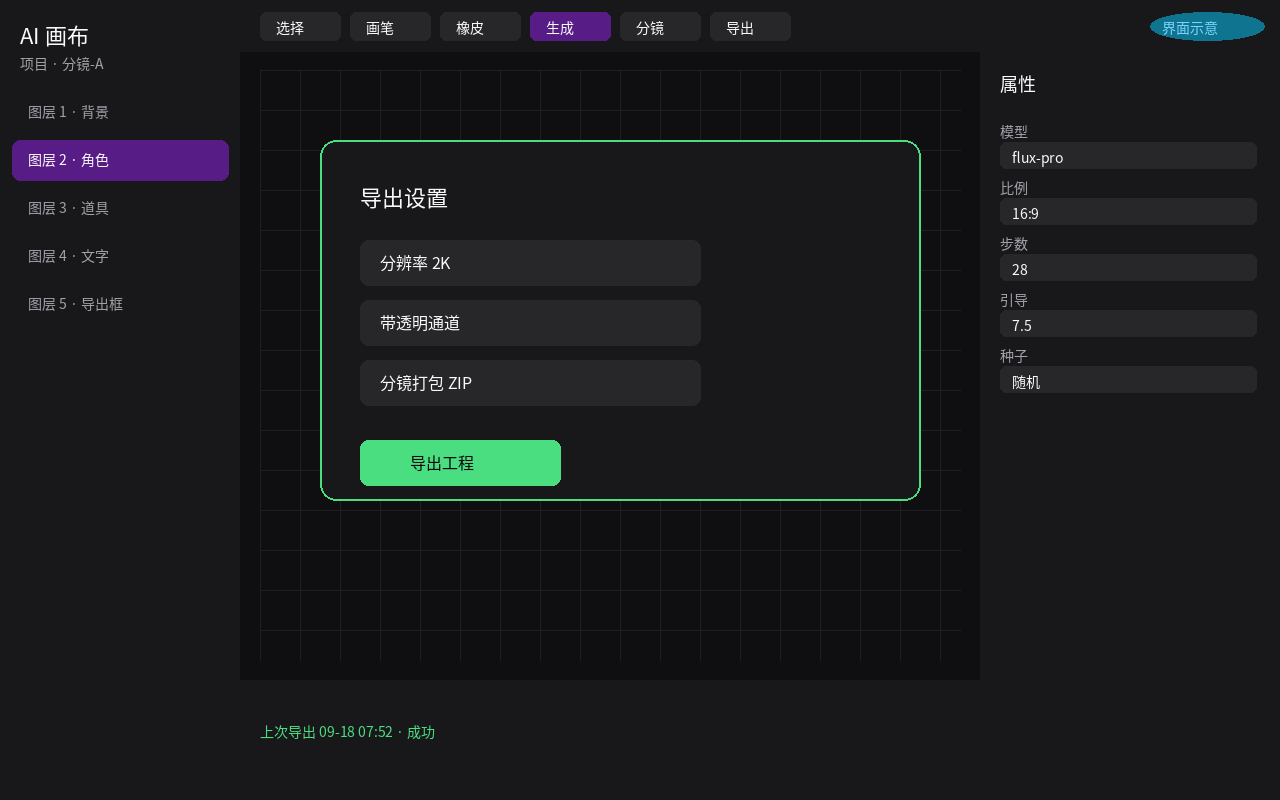 过程·导出工程：分辨率与分镜打包