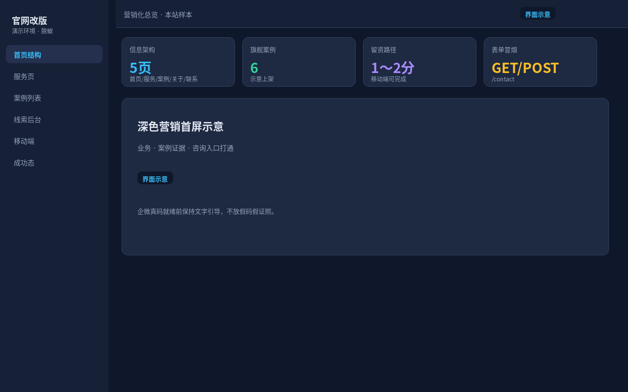 企业官网营销化改版 界面示意